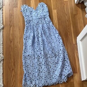Astr Strapless Light Blue Lace Dress